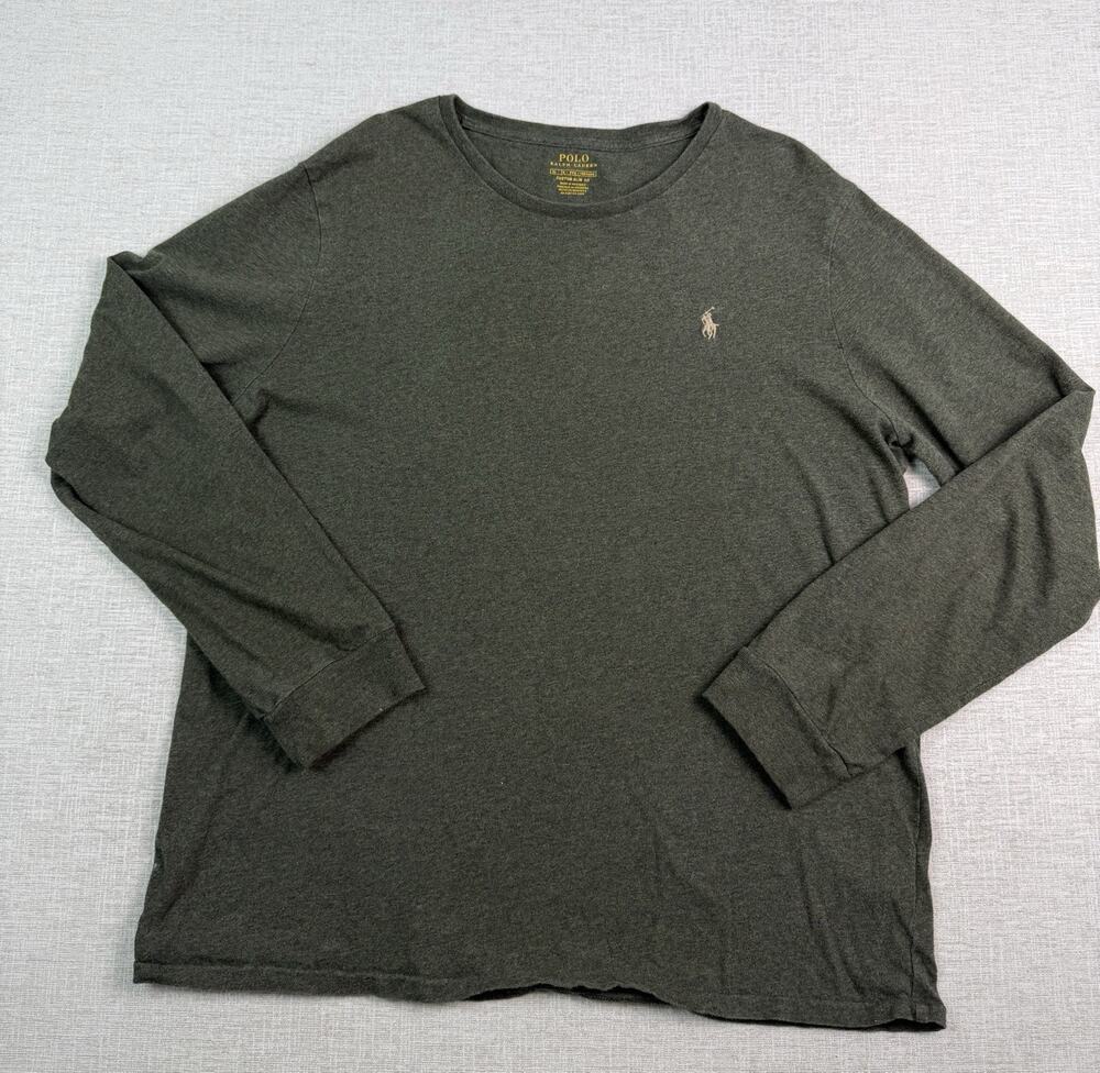 Polo Ralph Lauren T-Shirt Men’s XL Olive Green Custom Slim Fit Long Sleeve